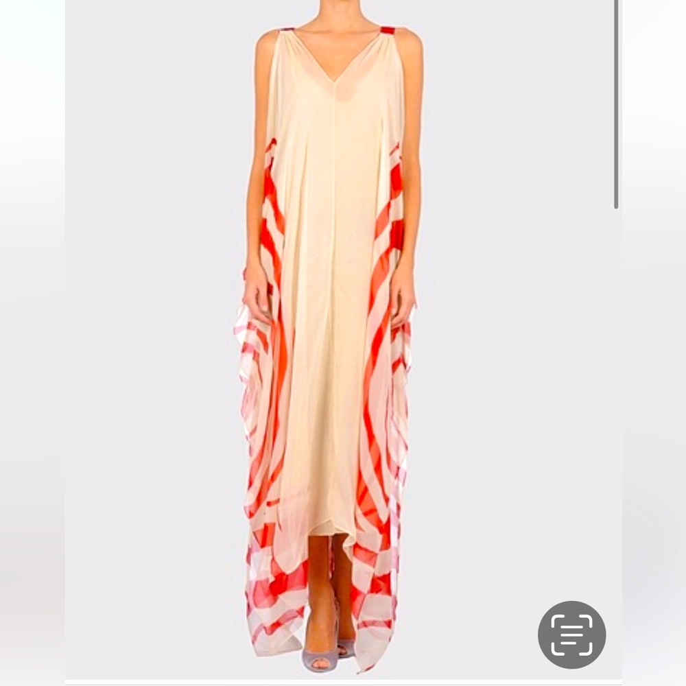 Plein Sud Cream & Red sheer caftan or a nightgown or hostess dress❤️